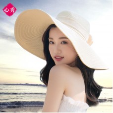 Mujer Beach Hat Sun Visor Summer Sun Straw Beach Cap Holiday Bowknot Wide Hat  eb-94586669